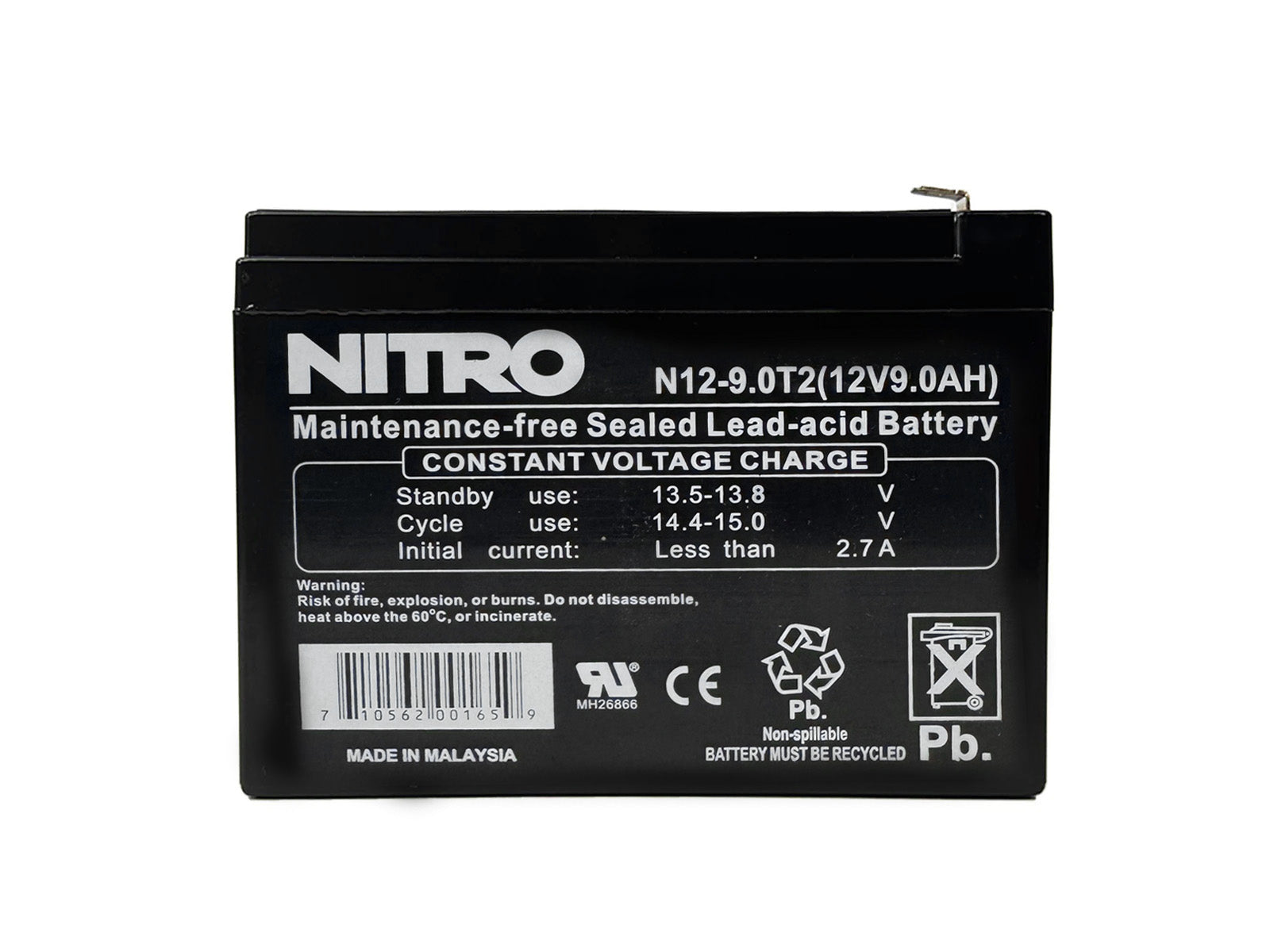 Regular Replacement Battery 12V 9AH - F2 Terminals